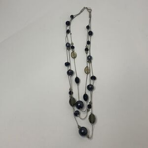 Tri-Strand Glass Beads Necklace‎ Black Green